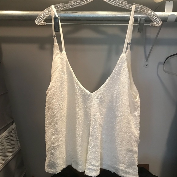 Tobi Tops - White sequin sparky tanto top Tobi Tobi Tops - White sequin sparky tanto top Tobi